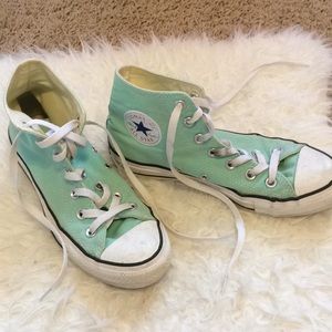 Teal converse hightops